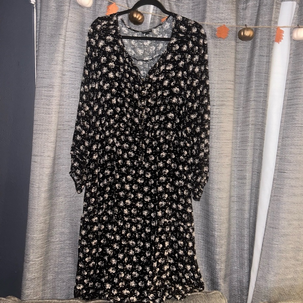 Floral Black and White Women's Dress